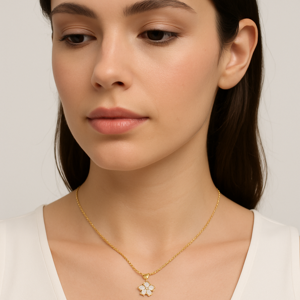 Elegant Gold-Plated Floral Pendant Necklace