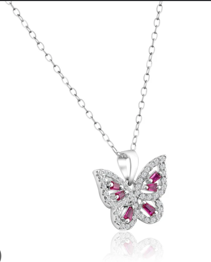 Elegant Crystal Butterfly Pendant Necklace