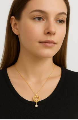Beautiful Heart Pendant Necklace Gold Chain
