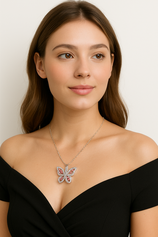 Elegant Crystal Butterfly Pendant Necklace